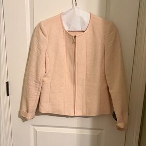 Karl Lagerfeld Pale Pink Textured Zip Blazer